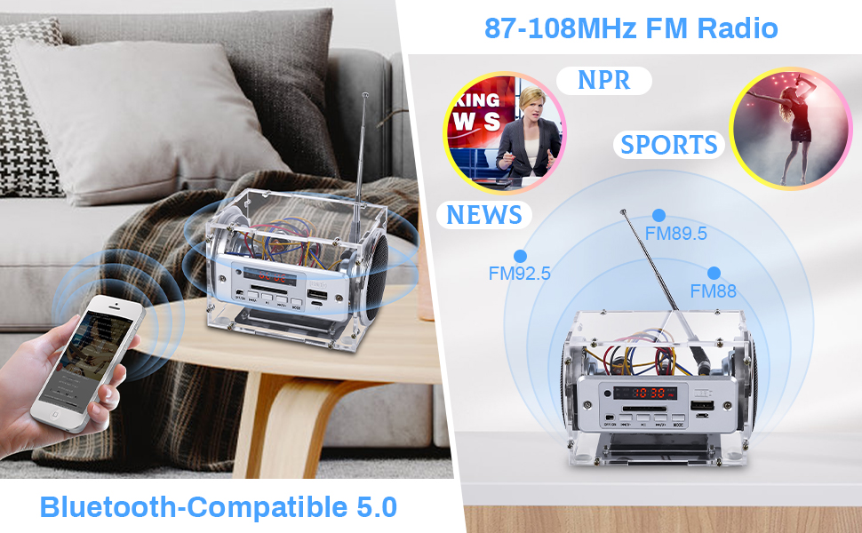 DIY Bluetooth Speaker Electronic Kits FM Radio Rechargeable Amplifier
